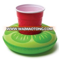 Hot sale PVC light green lemon inflatable drink cup holder for drinks